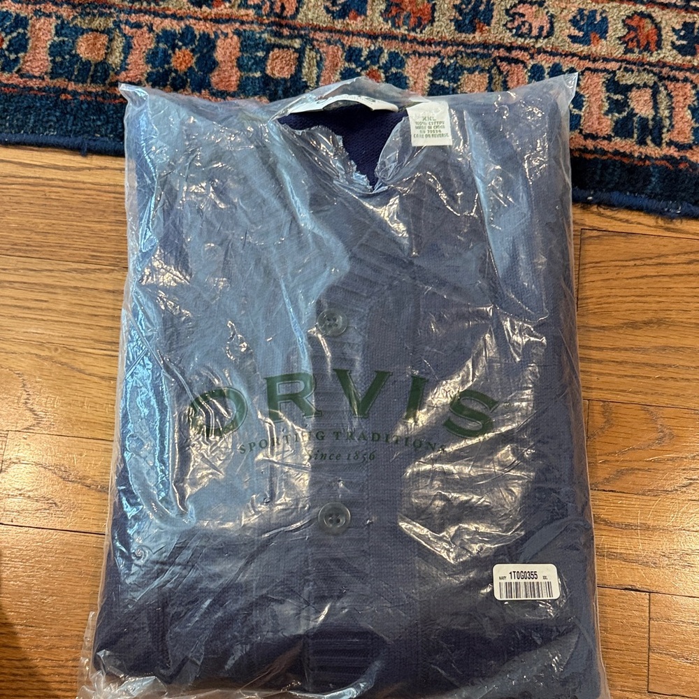 Orvis Men's Blue Cardigan Sweater